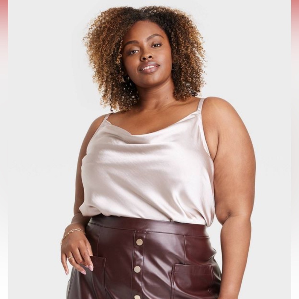 NWT Black Ava and Viv Satin Tank Top